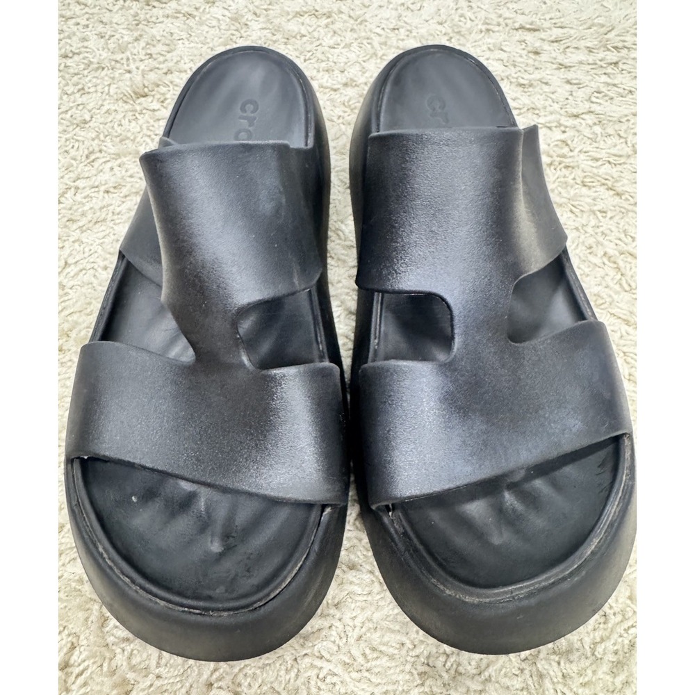 Crocs Womens Getaway Chunky Platform Sandal Flip Flop Size 10 Black Comfort Y2K - Picture 2 of 10